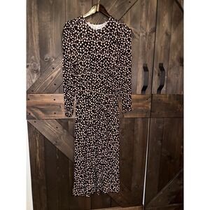 Boden Women's Sz 4P Dress Black tan jersey knit Long Sleeve Crew Neck